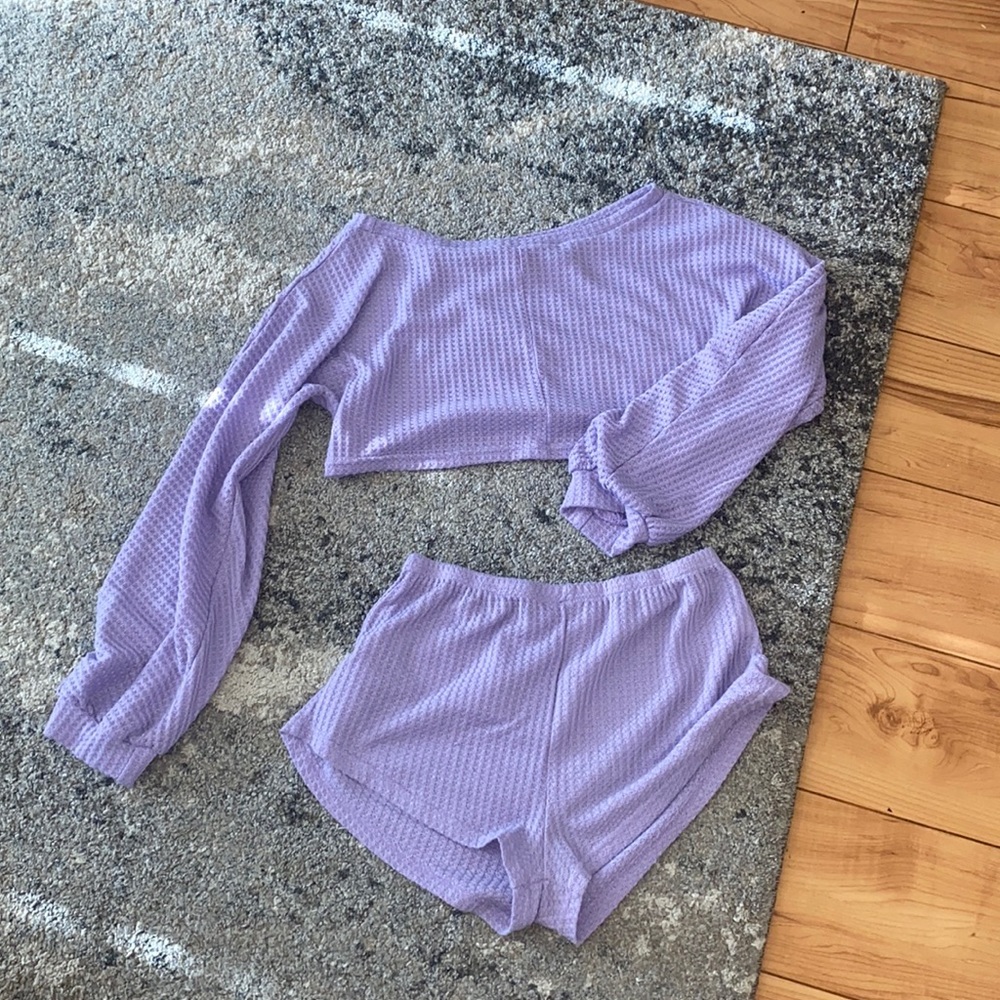 Purple cropped lounge set